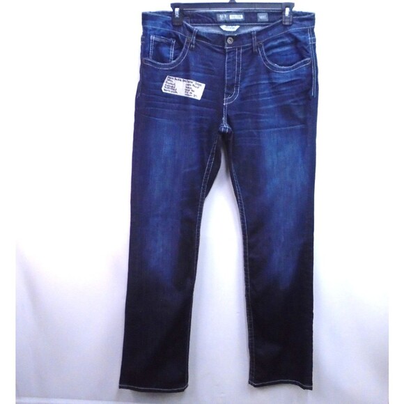 Buckle BKE Derek Jeans Mens 38XL (40x37) Blue Denim Relaxed Boot Leg Stretch - Picture 1 of 12